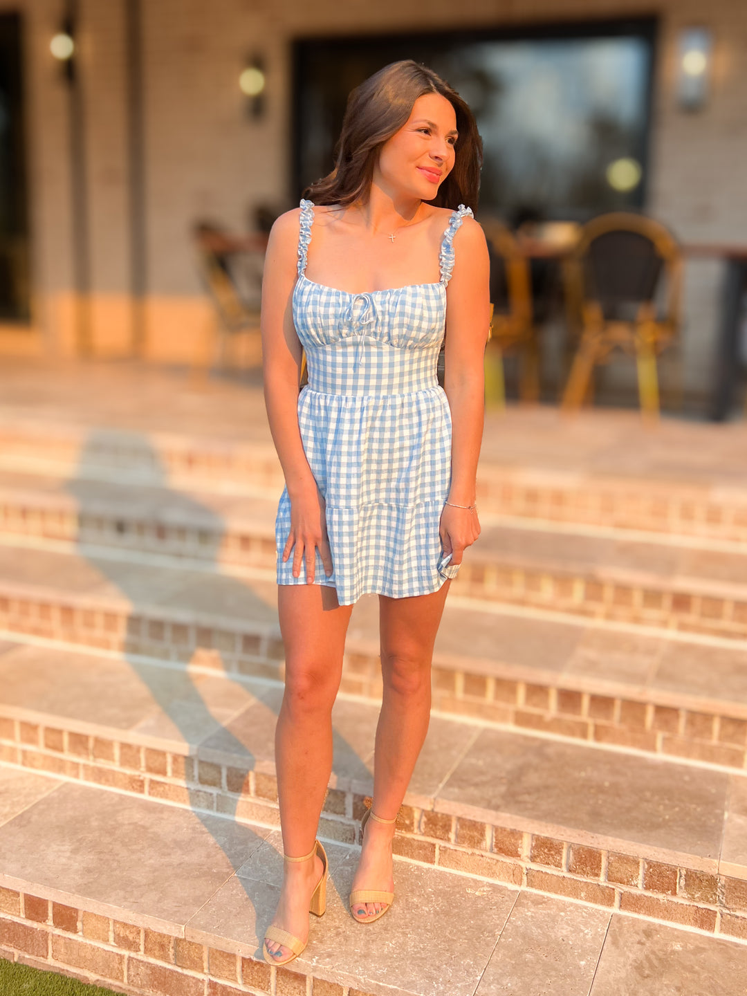 blue cottage dress Blue Floral Corset Ruffle Dress