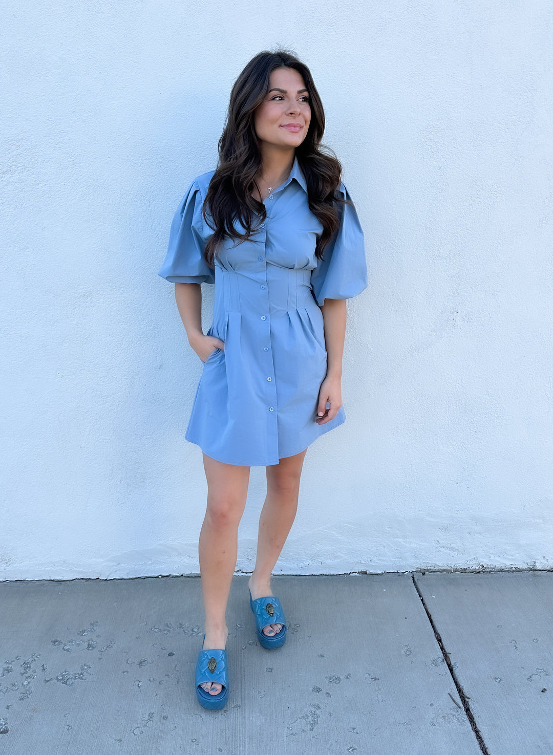 Jacqueline Bubble Sleeve Dress MINERAL / L